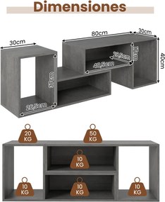 Móvel de TV de 2 peças Centro de entretenimento minimalista para TV de 50/55/60 polegadas com combinação livre cinza