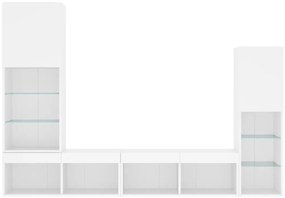 4pcs móveis de parede p/ TV c/ LEDs derivados de madeira branco