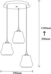 Candeeiro Chandelier Gold – Preto/Dourado – 39 x 39 cm