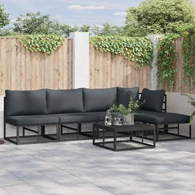 vidaXL Conjunto de Sofá de Jardim 5 pcs Preto 281,5 x 141,5 x 71 cm