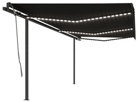 Toldo retrátil manual com LED 6x3,5 m antracite