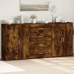 vidaXL Aparadores 3 pcs 60x31x84 cm derivados madeira carvalho fumado