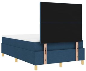 Cama Box Spring com Colchão &amp; LED Azul 120x200 cm Tecido