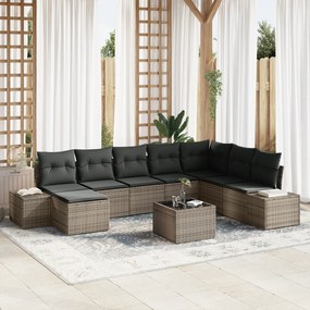 vidaXL Conjunto de Sofá de 8 Peças para Jardim com Almofadas Rattan Preto