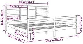 Estrutura de cama 200x200 cm madeira maciça castanho mel
