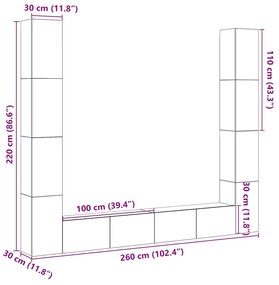 armários de TV montados na parede 6 pcs madeira velha