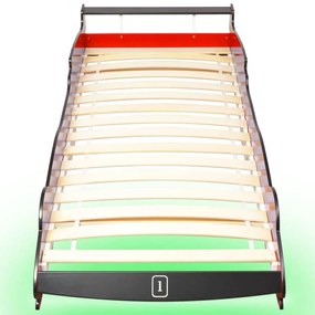 Cama carro de corrida LED para crianças 90x200 cm vermelho