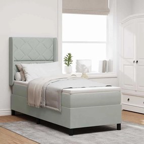 vidaXL Cama Box com Colchão & Luz LED Cinza Claro 80x200 cm Veludo
