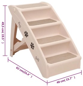 Escadas para cães dobráveis 62x40x49,5 cm cor creme