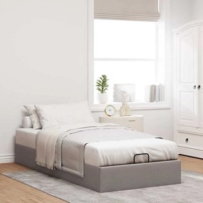 Estrutura de cama otomana sem colchão 100x200cm tecido cinzento