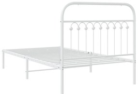 Estrutura de cama com cabeceira 100x190 cm metal branco