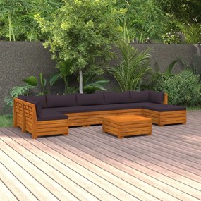 vidaXL 8 pcs conjunto lounge de jardim c/ almofadões acácia maciça