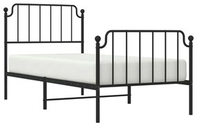 Estrutura de cama com cabeceira e pés 90x190 cm metal preto