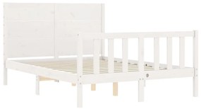 Estrutura de cama com cabeceira 140x190cm madeira maciça branco