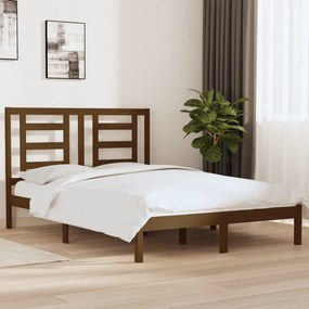 vidaXL Estrutura de cama 140x190 cm pinho maciço castanho-mel