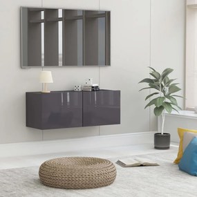 801480 vidaXL Móvel de TV 80x30x30 cm contraplacado cinzento brilhante