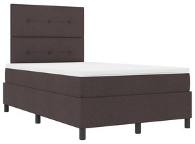 Cama Box Spring com Colchão Castanho Escuro 120x200 cm Tecido