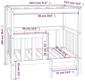 Cama para cães 105,5x83,5x100 cm madeira de pinho maciça branco