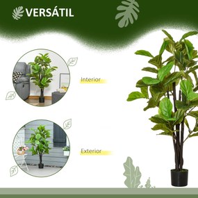 Planta Artificial Ficus 130 cm com 78 Folhas e Vaso de Planta Artificial Decorativa para Interior e Exterior Verde