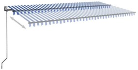 Toldo automático LED e sensor de vento 600x300 cm azul e branco