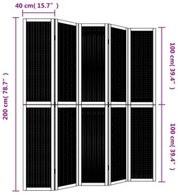 Biombo c/ 5 painéis madeira de paulownia maciça castanho