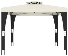 Gazebo com telhado duplo 2,98x2,98 m aço creme