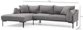 Sofá de Canto Leo Corner – Cinzento – 255 x 150 cm