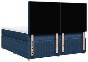 Cama com molas/colchão 200x200 cm tecido azul