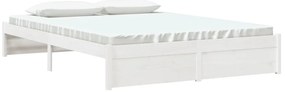 Estrutura de cama king 150x200 cm madeira maciça branco