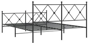 Estrutura de cama com cabeceira e pés 150x200 cm metal preto