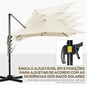 Chapéu de Sol de Jardim 245x245x245 cm Chapéu de Sol Excêntrico com Ro