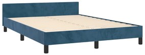 Estrutura de cama c/ cabeceira 140x200 cm veludo azul-escuro