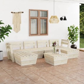 vidaXL 7 pcs conjunto lounge de paletes madeira de abeto impregnada