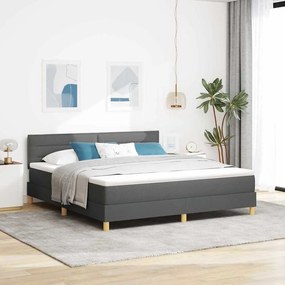 vidaXL Cama Box Spring LED com led Cinza Escuro 180 x 200 cm tecido