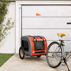 vidaXL Reboque bicicleta p/ animais tecido oxford/ferro laranja/cinza