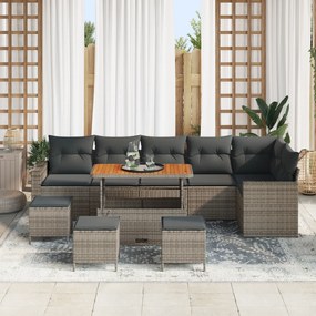 Conjunto de Sofás de Jardim vidaXL com Almofadas Cinza Rattan Acácia d