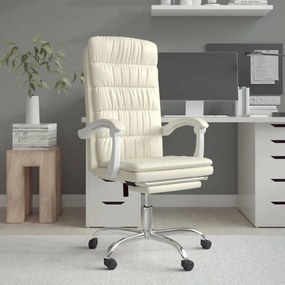 vidaXL Cadeira de escritório reclinável couro artificial cor creme