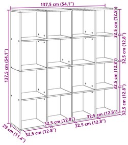 Estante 137,5x29x137,5 cm derivados de madeira cinza cimento