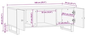 Mesa de centro 100x54x40cm madeira recuperada/derivados madeira