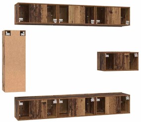 Conjunto de móvel de TV 8 pcs Madeira antiga 30.5 x 30 x 90 cm