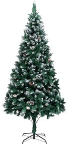 vidaXL Árvore de Natal artificial com pinhas e neve branca 210 cm
