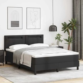 vidaXL Cama Box com Colchão Preta, 140x190 cm em Couro Sintético