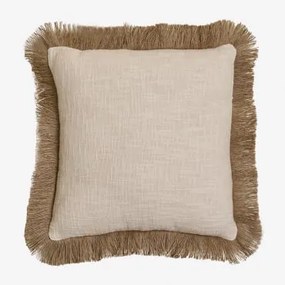 Coussin Carré 45x45 Cm En Coton Paraiba Gardénia Branco - Crema Linho - Sklum