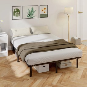 Estrutura de cama 140 x 190 cm (COLCHÃO NÃO INCLUIDO),  base de ripas e pés, espaço de arrumação por baixo, preta
