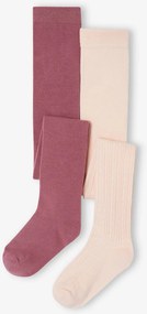 Lote de 2 collants para menina rosa-pálido