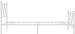 Estrutura de cama com cabeceira e pés 90x200 cm metal branco