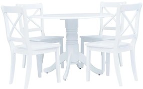 5 pcs conjunto de jantar madeira seringueira maciça branco