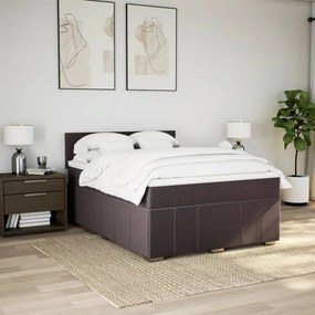 Cama com molas/colchão 160x200 cm tecido castanho-escuro