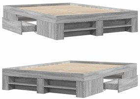 Estrutura de cama 120x200 cm derivados de madeira cinza sonoma