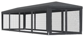 Tenda festas c/ 10 paredes laterais rede 3x12 m PEAD antracite